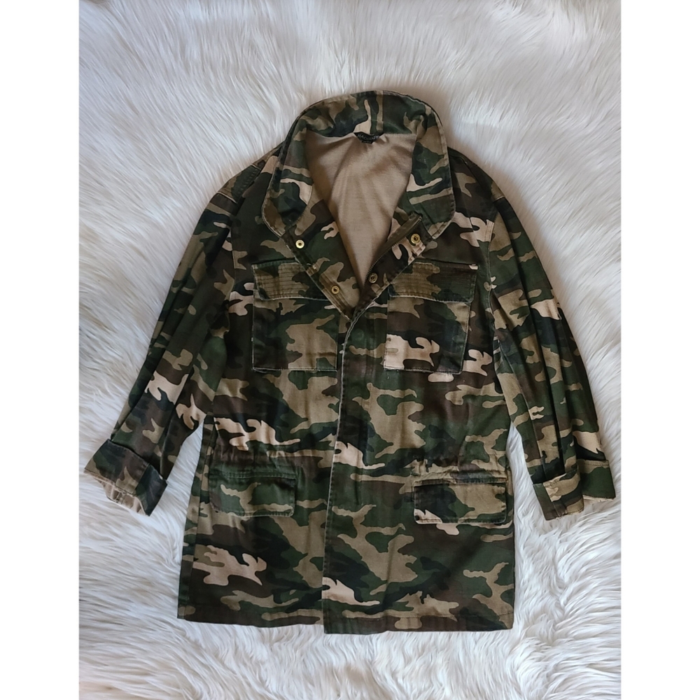 3/4 Sleeve Camo Print Cotton Jacket, MEDIUM